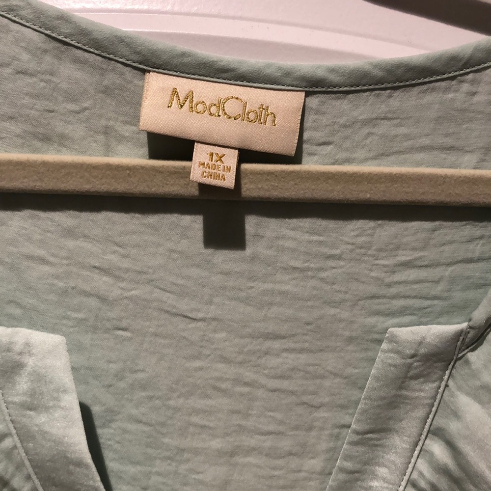 ModCloth Mint Green Ruffle Blouse - Picture 2 of 6